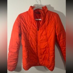North face women’s small red Orange Quilted down Jacket